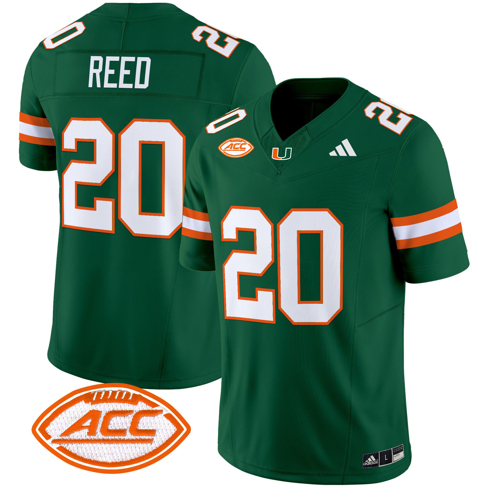 Men Miami Hurricanes #20 Reed Green 2024 Vapor Limited NCAA Jersey style 1->ncaa teams->NCAA Jersey